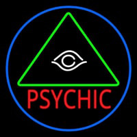 Red Psychic With Logo Blue Border Neonskylt