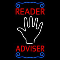 Red Reader Adviser With Palm Neonskylt