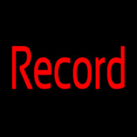 Red Record Cursive Neonskylt