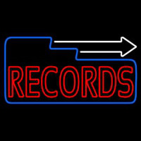 Red Records Block With White Arrow 3 Neonskylt