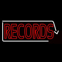 Red Records With White Arrow 2 Neonskylt