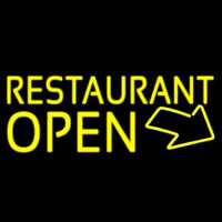 Red Restaurant Open With Arrow Neonskylt