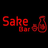 Red Sake Bar With Bottle And Glass Neonskylt