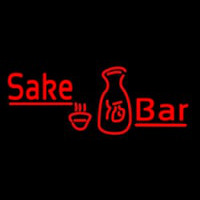 Red Sake Bar With Bottle And Glass Neonskylt