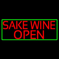 Red Sake Wine Open With Green Border Neonskylt