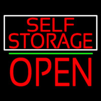 Red Self Storage White Border Open 1 Neonskylt