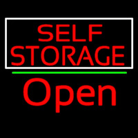 Red Self Storage White Border Open 2 Neonskylt
