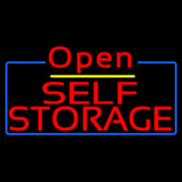 Red Self Storage White Border Open 4 Neonskylt