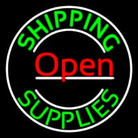 Red Shipping Supplies With Circle Open Neonskylt