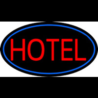Red Simple Hotel With Blue Border Neonskylt