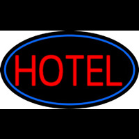 Red Simple Hotel With Blue Border Neonskylt