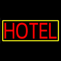Red Simple Hotel With Yellow Neonskylt