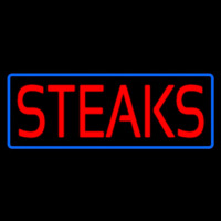 Red Steaks With Blue Border Neonskylt