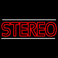 Red Stereo Block White Line Neonskylt