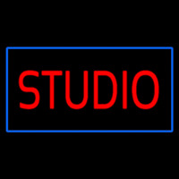 Red Studio Blue Rectangle Neonskylt