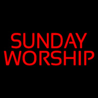 Red Sunday Worship Neonskylt