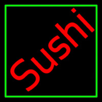 Red Sushi Green Border Neonskylt