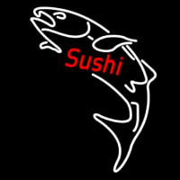 Red Sushi With Fish Logo Neonskylt