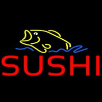 Red Sushi With Fish Logo Neonskylt