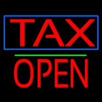 Red Ta  Blue Border Block Open Neonskylt