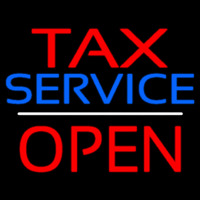 Red Ta  Service White Line Block Open Neonskylt