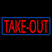 Red Take Out With Blue Border Neonskylt