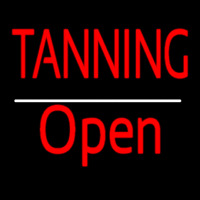 Red Tanning Open White Line Neonskylt