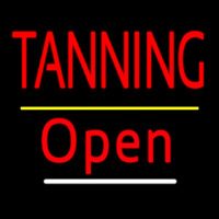 Red Tanning Open Yellow Line Neonskylt