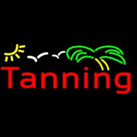 Red Tanning With Green Yellow Palm Tree Neonskylt
