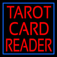 Red Tarot Card Reader Block And Border Neonskylt