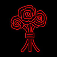 Red Three Rose Neonskylt