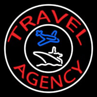 Red Travel Agency Logo With Border Neonskylt