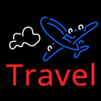 Red Travel Blue Aeroplane Neonskylt