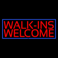 Red Walk Ins Welcome Blue Border Neonskylt