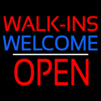 Red Walk Ins Welcome Open Neonskylt