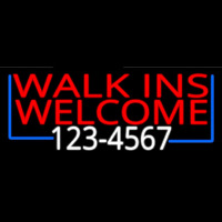 Red Walk Ins Welcome With Phone Number Neonskylt