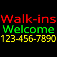 Red Walk Ins Welcome With Phone Number Neonskylt
