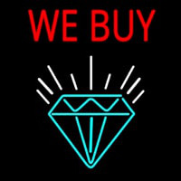 Red We Buy Diamond Logo Neonskylt