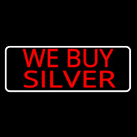 Red We Buy Silver White Border Neonskylt