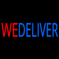 Red We Deliver Blue Neonskylt