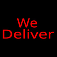 Red We Deliver Cursive Neonskylt