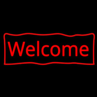 Red Welcome With Outline Neonskylt