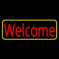 Red Welcome With Yellow Border Neonskylt