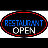 Restaurant Open Oval With Red Border Neonskylt