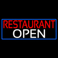 Restaurant Open With Blue Border Neonskylt
