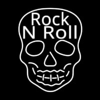 Rock N Roll White Skull 2 Neonskylt