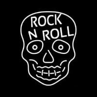 Rock N Roll White Skull Neonskylt