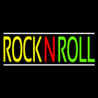 Rock N Roll With White Line Block Neonskylt