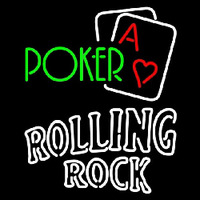Rolling Rock Green Poker Beer Sign Neonskylt