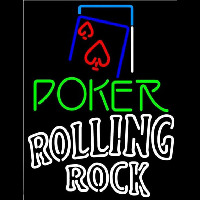 Rolling Rock Green Poker Red Heart Beer Sign Neonskylt